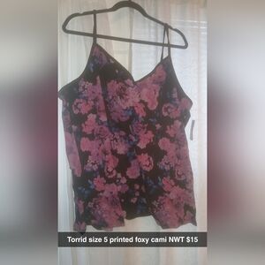 Torrid Black Cami with Pink and Blue Floral Print